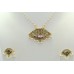 925 Sterling Silver gold rhodium White Enamel Pendant Earring set Bead chain